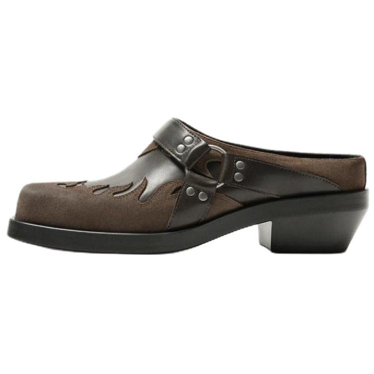 ZARA Lightweight Slip-On Denim Style Thick Sole High Heel Anti-Wear Closed Toe Slippers Men slippers Brown 12467520700
