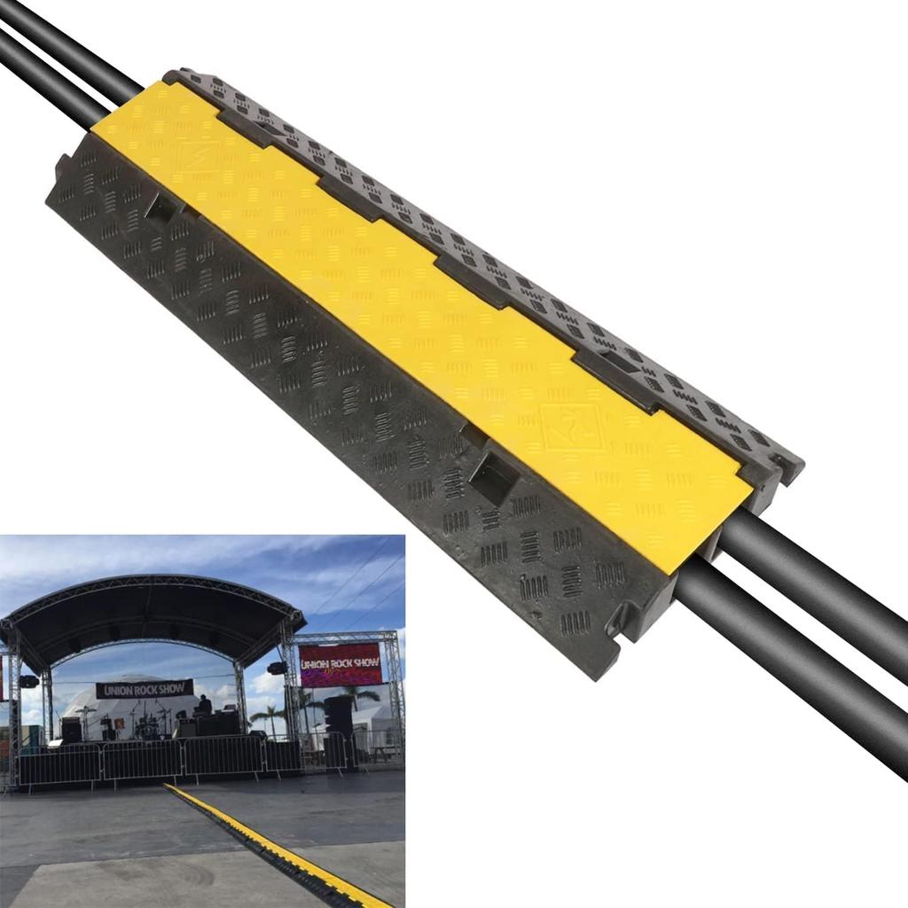 Bimiti 2-Kanal Bodenkabel-Schutz, Kabelabdeckung, Outdoor-Kabelabdeckung, Bodenkabelschutz, Gummi-Elektrokabel-Schlauchschutz,