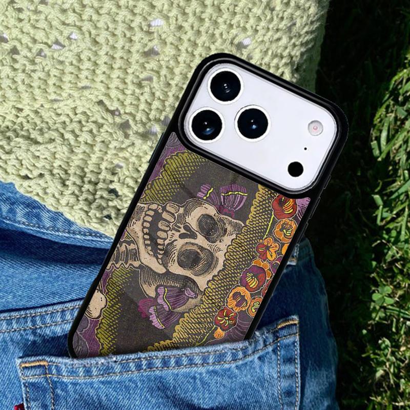 Vintage-Skulls Phone Case For iPhone 17 AIR 16 Pro Max 15 14 Pro 11 12 13 Shockproof Silicone Cover