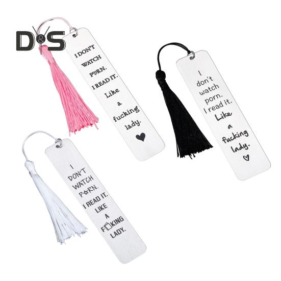 Graviertes Lesezeichen aus Metall, Geschenk „I Don't Watch Porn“, Lesezeichen aus Edelstahl mit Quastenanhänger, Geschenke für Leseratten, Männer und Frauen, Leseliebhaber