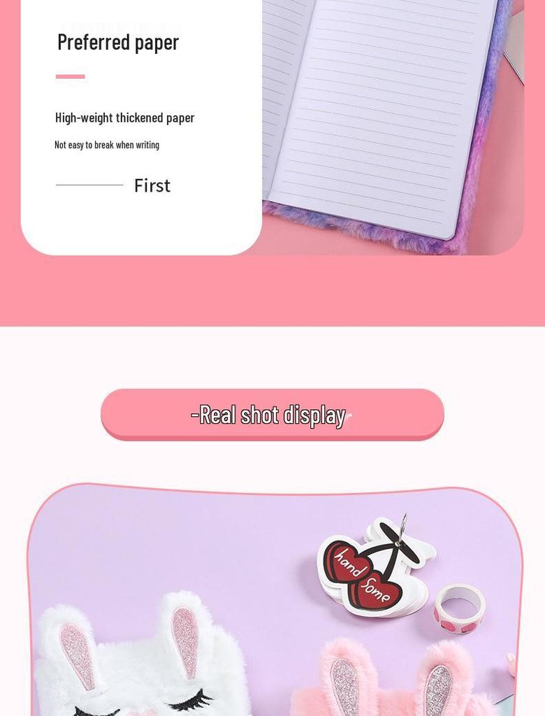 Embroidered Cute Cartoon A5 Plush Notebook - Great Gift for Students and Planners