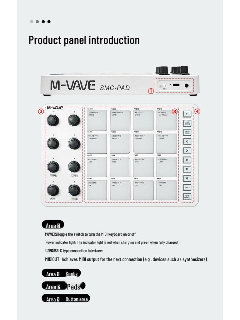 M-VAVE SMC 16-Key Mini Bluetooth MIDI Drum Pad Controller