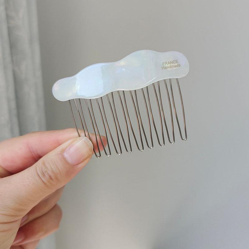 Korean Style Sweet Bow Hair Comb for Women - High-End Acetate Updo & Bangs Clip