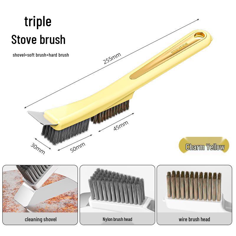 Multifunctional Kitchen Stove Gap Cleaning Brush with Long Handle & Steel Wire for Stain Removal