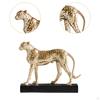 Cheetah Figurine Sculpture Resin Home Decor Miniatur Present Statue Leopard for