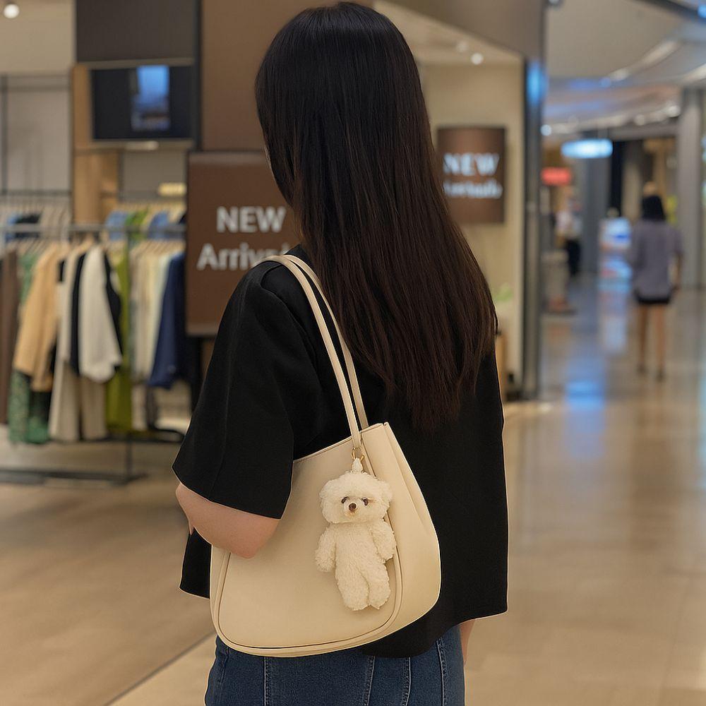 Solid Color PU Leather Shoulder Bag Soft Handbag Crossbody Bag Tote Bag  Shopping