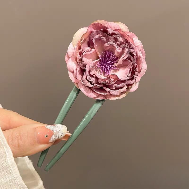 Dried Rose Hairpins Ancient-style HanfuRetro Cheongsam Accessories Updo Hairpins Hairpins and Hair Ornaments