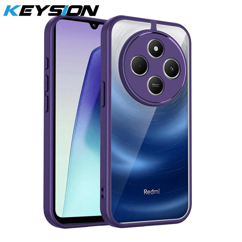 KEYSION Transparent Phone Case for Redmi 14C Soft Silicone+PC Clear Shockproof Phone Back Cover for Xiaomi POCO C75