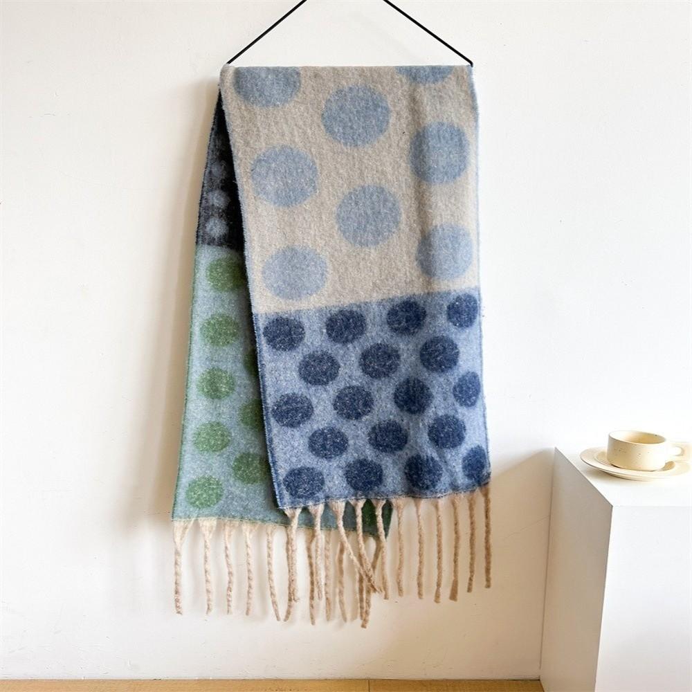 Thick Polka Dot Pattern Shawl Warm Fabric Blanket Scarf Faux Cashmere Scarf Fall Season