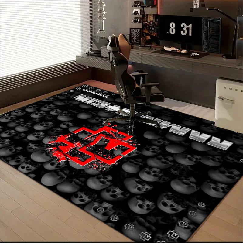 Ramm-stein Skulls And Logo Area Rug Suitable for Indoor And Outdoor,Carpets for Kitchens, Homes, Offices, Living Rooms,Home Decor,Christmas Gift