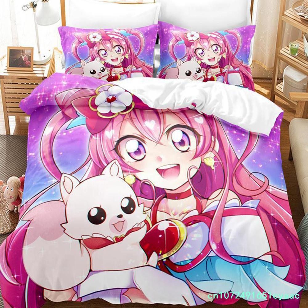 Smile PreCure! Bedding Set Single Twin Full Queen King Size Bed Set Adult Kid Bedroom Duvet Cover Sets 3D Print Kawaii Anime Bed