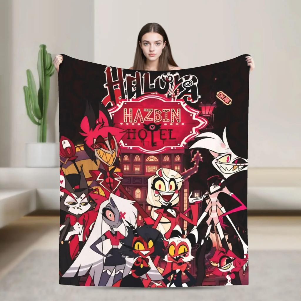 HHazbin Hotel Alastor Blanket Soft Funny Plush Throw for Outdoor Airplane Travel Flannel Bedspread Cover