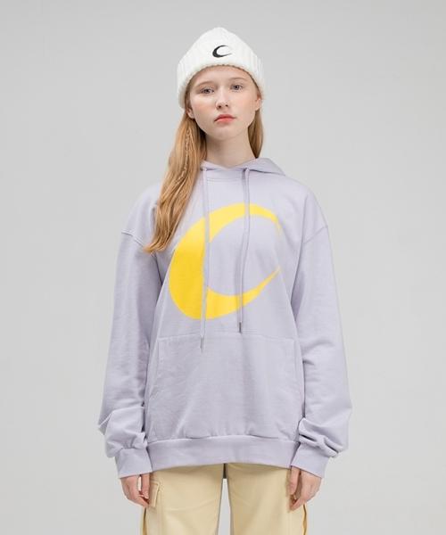 Fake Mama Signature Moon Logo Print Hoodie [Violet] Lavender