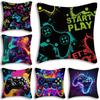 Hot Colorful Game Gamepad Pillow Covers Cartoon Sofa Decorative Home Double-Sided Printing Short Plush Cute Cushion Cover