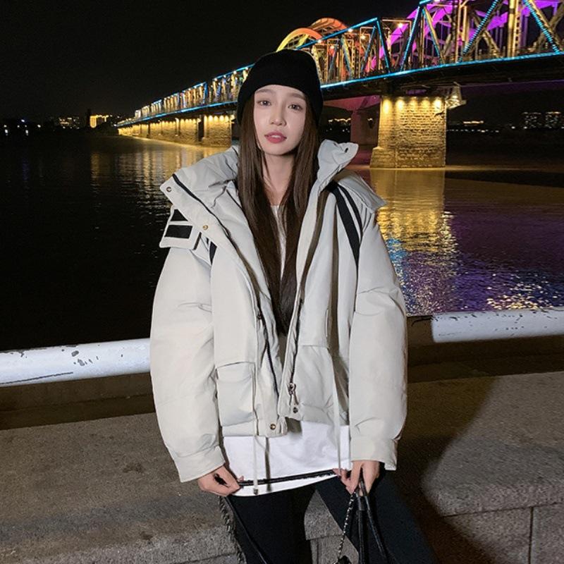 Winter New Korean Version Short Thickened Cotton Clothes Women's Fashion Loose Hooded Jacket