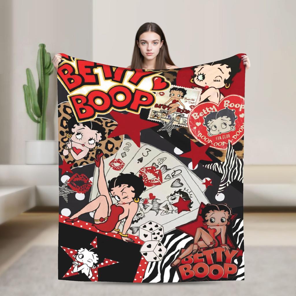B-Bettys Boops Throw Blanket for Couch  Soft Fuzzy Plush Blanket 50x60 Inch Multi-size Bedspread for All Seasons