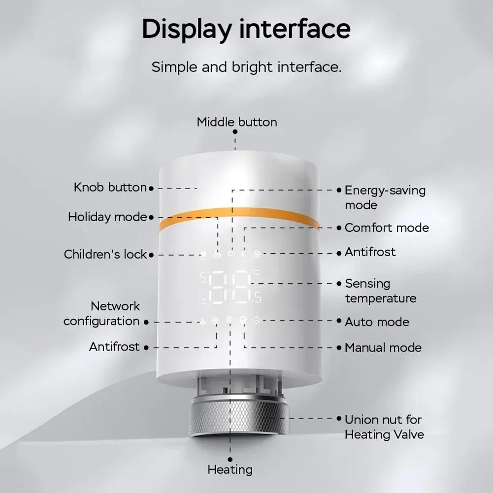 WiFi Heating Valve Smart Radiator Valve Home Heating 2.4GHz WiFi Antifreeze Protection Window Detection For Tuya