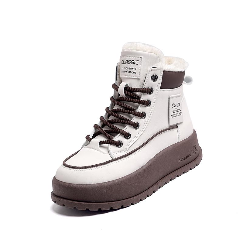 TUINANLE Women Winter Warm Snow Boots Plush Cotton Platform Sneakers High Top Lace Up Casual Shoes
