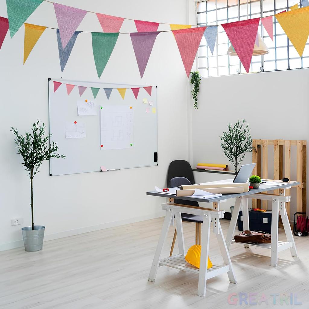 Pennant Banner Flags Pastel -Colorful Triangle Banners for Birthday Easter Classroom School Carnival Garland Outdoor