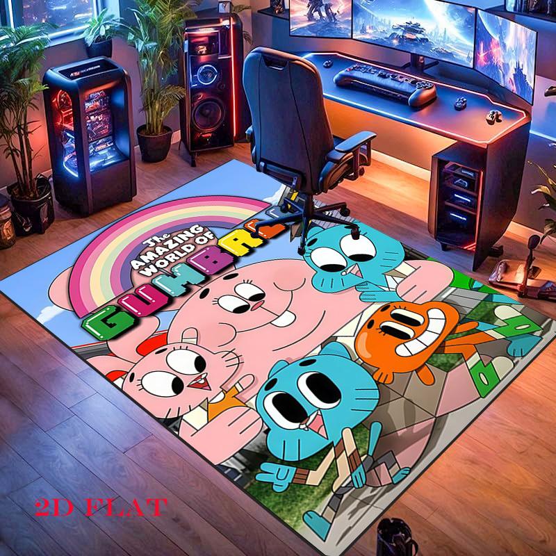Gumball Teppich für Wohnzimmer Schlafzimmer Zuhause Sofadekoration, Rutschfeste Bodenmatte für Kinder zum Spielen