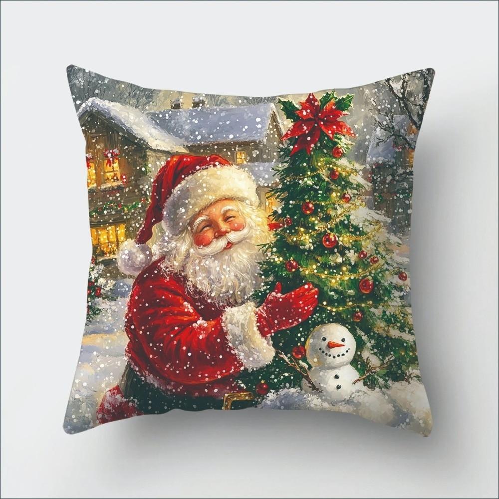 Snowman Christmas Pillow Covers Elk New Year Decorative Pillowcases Cartoon Xmas Party Santa Claus Throw Pillow Covers