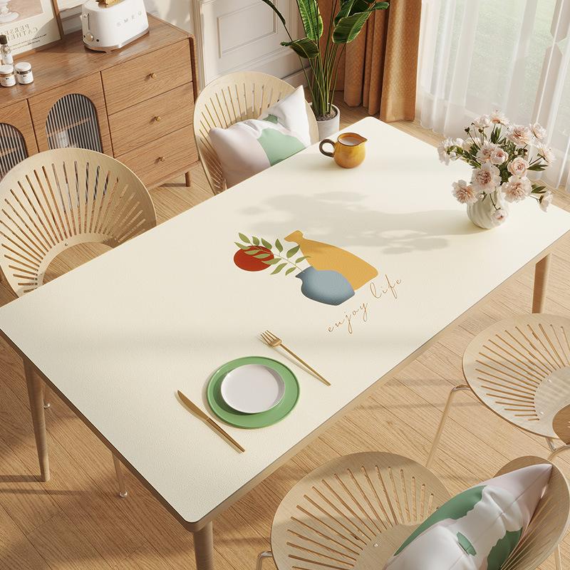 Simple Pvc Waterproof, Oil-Proof, Anti-Scalding, Leave-In Table Mat, Small Fresh Leather Tablecloth, Dining Table Coffee Table Mat