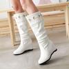 Autumn Winter Fashion Boots for Woman Elevator Shoes Women Round Toe Lace-up Knee High Boots Bottes Femmes Large Size WSH5432