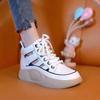 Spring and Summer Women's Shoes Hollow-out Platform Casual Shoes New Fashi Comfortable Mix Breathable Women's High-Top Shoes Lace-up Women's Shoes