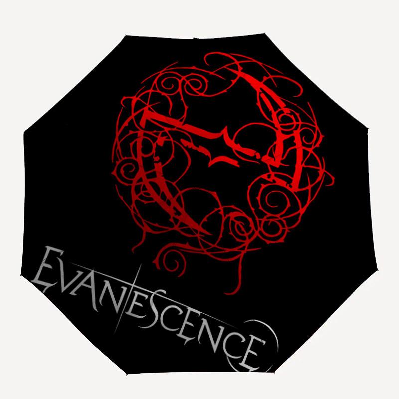 

1pc Evanescence Music Automatic Umbrella 8-Rib Portable Folding Black Iron Frame for Outdoor, Beach, Travel a0905207