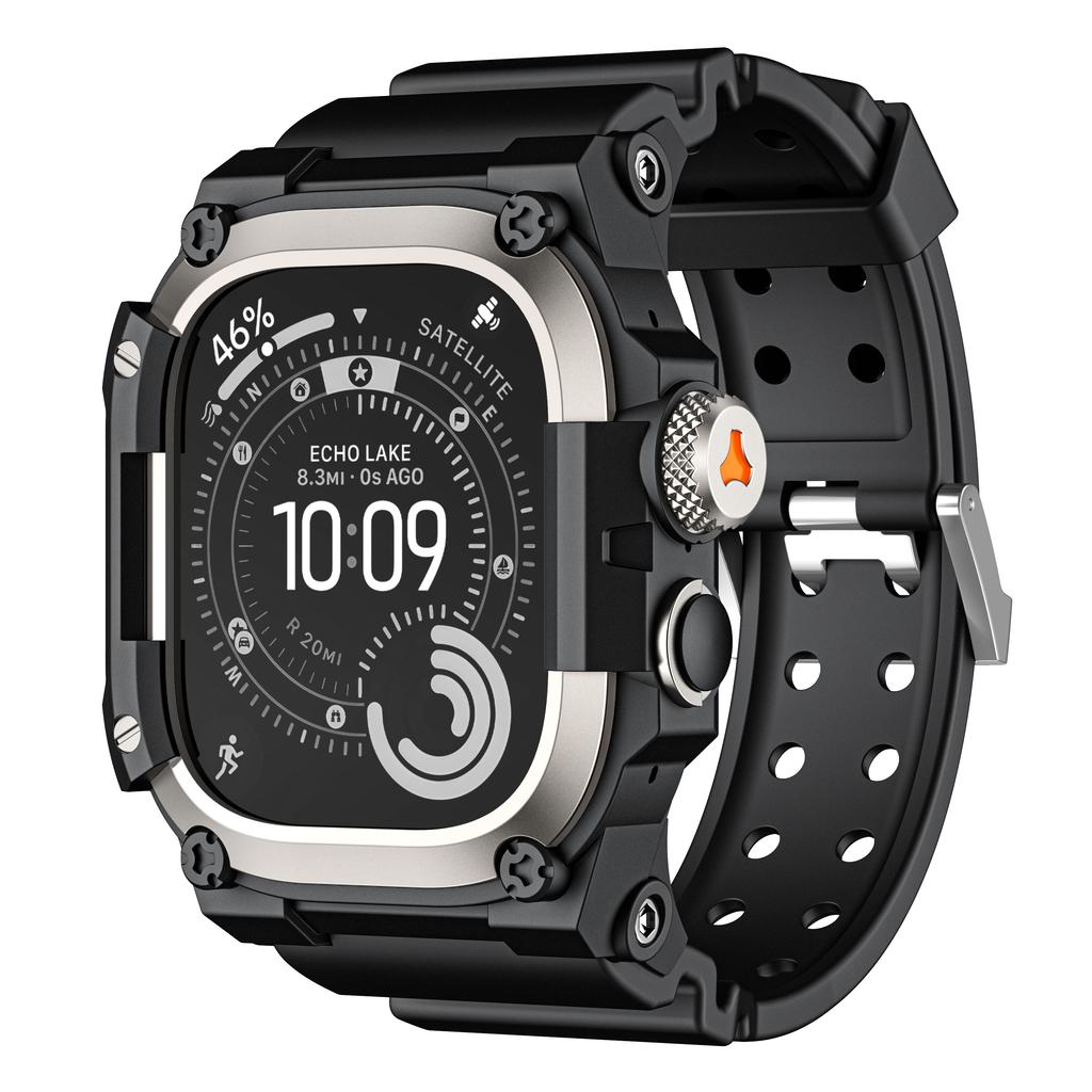 Rugged Integration Band with Case For Apple Watch Ultra 3/2/1 49mm Sport Silicone Strap with Metal Bumper Cover for iWatch Ultra