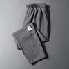Men Pants Ice Silk Elastic Waist Drawstring Summer Mid Waist Pockets Trousers Streetwear