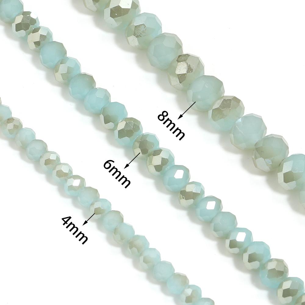 4 6 8mm Faceted Crystal Rondelle Beads Light Lake Blue Amber Glass Loose Spacer Beads For Jewelry Making DIY Bracelets Necklace