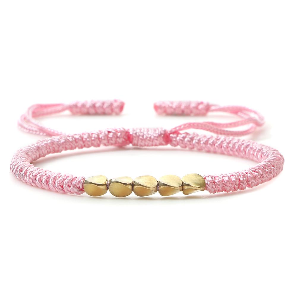 Handmade Tibetan Copper Bead Thread Braided Bracelet Red Lucky Rope Prayer Wristband Bracelets for Men Women Ethnic Jewelry Gift