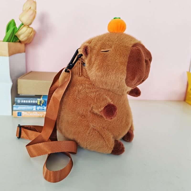 Cute Capybara Plush Doll Cartoon Backpack & Messenger Bag for Kids