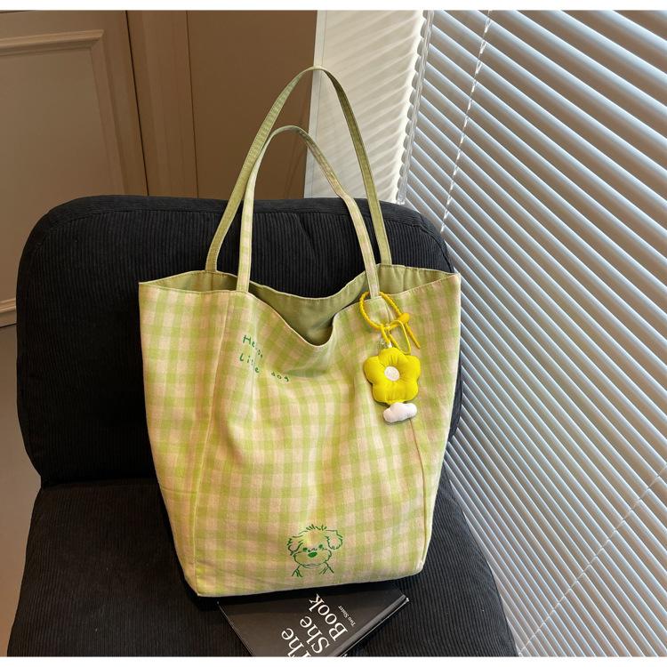 

Simple casual cloth bag single shoulder underarm bag women s spring summer new double-sided large-capacity tote bag