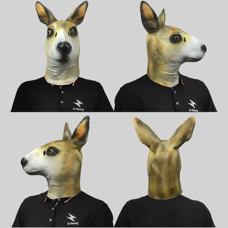 Bedårande känguruhuvmask gjord av mjuk latex idealisk för maskeradfester och festivaler