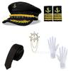 Halloween Captain Navy Costume Accessory Set Sailor Hat Epaulettes Brooch Party Cosplay Props