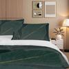 3-Piece Bedding Pillowcase Quilt Cover Set Dark Cyan Leaf 2D Digital Printing Suitable For Bedroom Hotel Dormitory Decoration