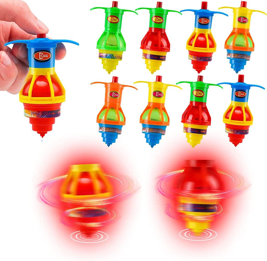 Light Up Spinning Tops Luminous Colorful Top Ejection Toy Classic Gyroscope Novelty Bulk Toys Party Favors For Kids Children