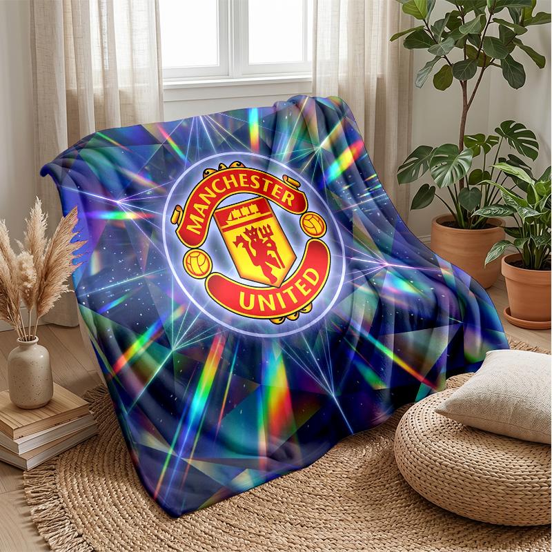 Manchester United Theme Blanket Soft Flannel Blanket Plush Throw Blanket Cozy Sofa Bed Blanket for Home Decor