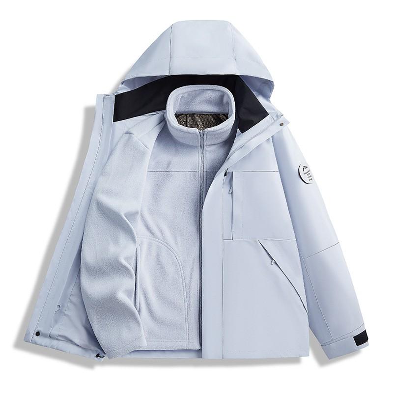 Mens Womens 3-in-1 Waterproof Windproof Hiking Jacket With Fleece Liner Outdoor Trekking Camping Winter