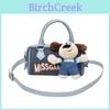 Cartoon Dog Pu Shoulder Bag With Splicing Design For Daily Use