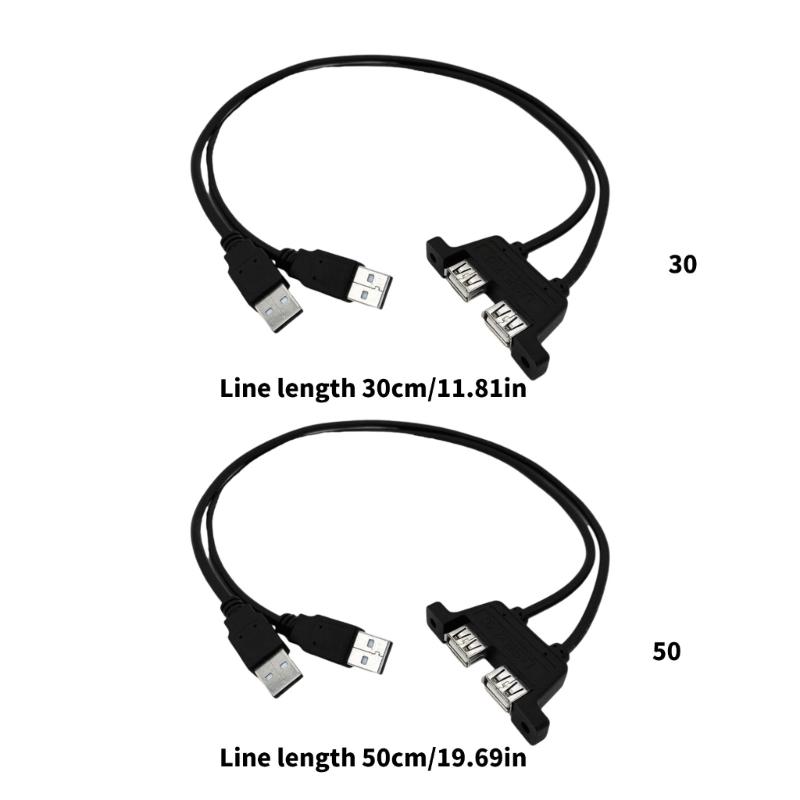 Double USB Male To Female Extension Cable Twin Port USB2.0 Extension Cable With Screw Hole Panel Mounting USB2.0