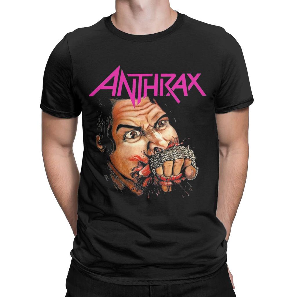 Anthrax Band T-Shirt for Men Crazy Cotton Tees Round Collar Short Sleeve T Shirt Printed Clothes