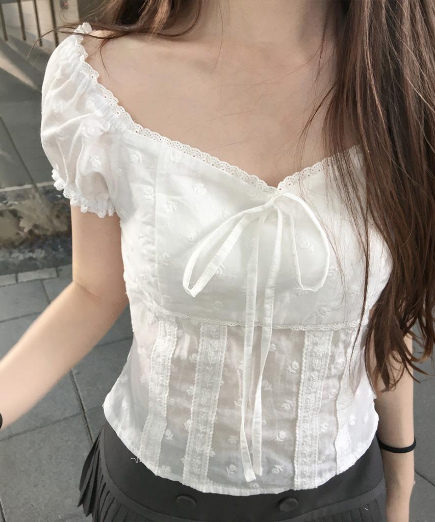 WHISFAIRY Lily Lace Blouse - White