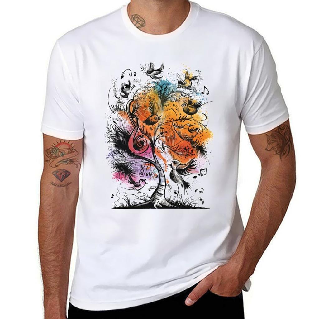The Dancing Birds And The Musical Tree TShirt Street Style Casual Tee Shirt TShirt