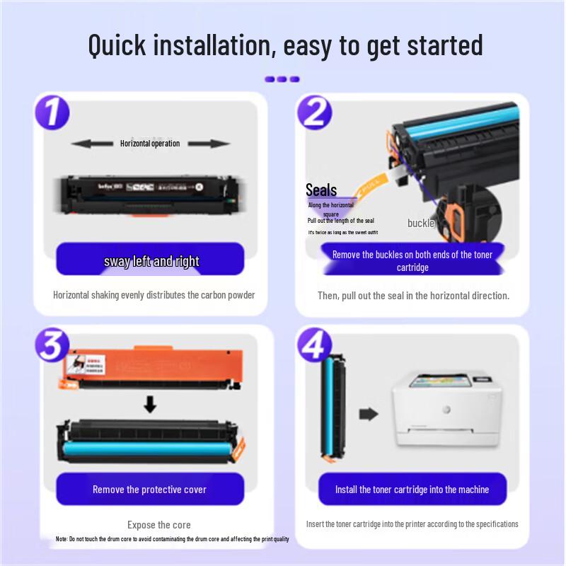 DeYin 202A Compatible High-Yield 4-Color Toner Cartridge Set with Chip for HP