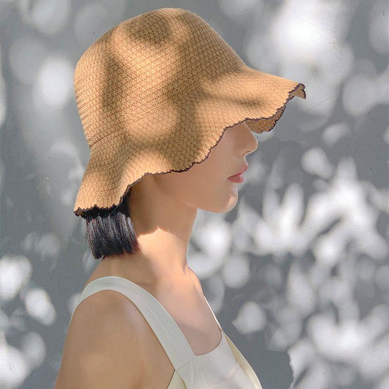 Women's Hat Summer Thin Breathable Spring and Autumn Sunshade Knitted Fisherman Hat