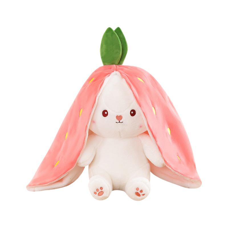 Strawberry Rabbit Plush Toy: Cute Doll Pillow & Birthday Gift for Girls