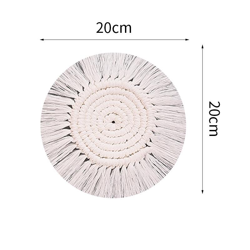 White Tassel Hand-woven Cotton Rope Coaster Nordic Style Insulation Mat Table Top Simple Decorative Mat Drinkware Coaster